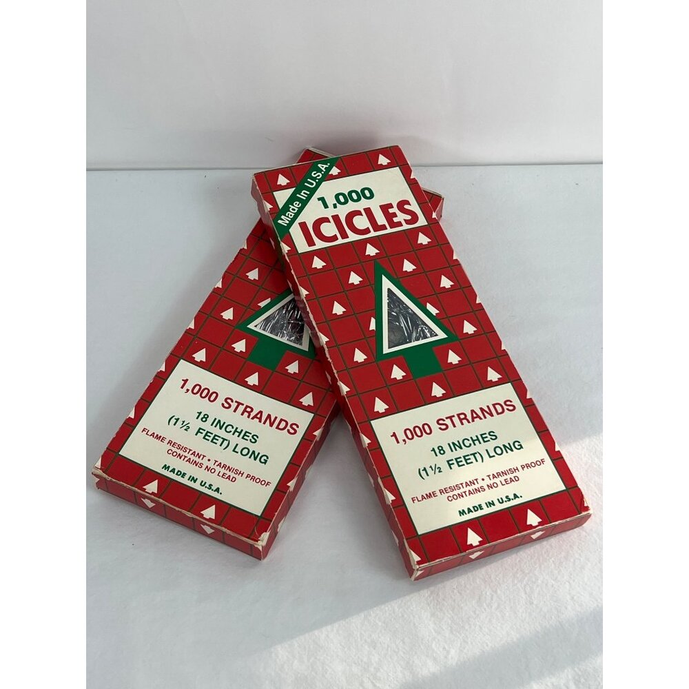 1000 Icicles Strands 18 Inches Long Flame Resistant & Tarnish Proof Made In USA